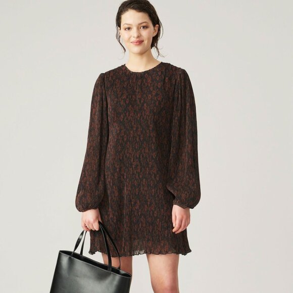 Ganni Dresses & Skirts - Ganni Brown Pleated Mini Dress